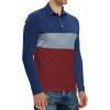 imageYTD Mens Short Sleeve Polo Shirts Casual Slim Fit Contrast Color Stitching Stripe Cotton ShirtsLong Sleeve Wine Red
