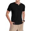 imageYTD Mens Summer Casual Short Sleeve Henley TShirts Button Placket Plain V Neck Shirts01 Black