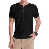 imageYTD Mens Summer Casual Short Sleeve Henley TShirts Button Placket Plain V Neck Shirts01 Black