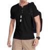 imageYTD Mens Summer Casual Short Sleeve Henley TShirts Button Placket Plain V Neck Shirts01 Black