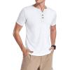 imageYTD Mens Summer Casual Short Sleeve Henley TShirts Button Placket Plain V Neck Shirts03 White
