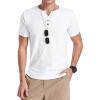 imageYTD Mens Summer Casual Short Sleeve Henley TShirts Button Placket Plain V Neck Shirts03 White