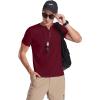 imageYTD Mens Summer Casual Short Sleeve Henley TShirts Button Placket Plain V Neck Shirts04 Wine Red