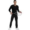 imageYTD Mens Summer Casual Short Sleeve Henley TShirts Button Placket Plain V Neck ShirtsLong Sleeve Black