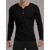 imageYTD Mens Summer Casual Short Sleeve Henley TShirts Button Placket Plain V Neck ShirtsLong Sleeve Black