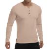 imageYTD Mens Summer Casual Short Sleeve Henley TShirts Button Placket Plain V Neck ShirtsLong Sleeve Khaki