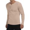 imageYTD Mens Summer Casual Short Sleeve Henley TShirts Button Placket Plain V Neck ShirtsLong Sleeve Khaki