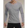 imageYTD Mens Summer Casual Short Sleeve Henley TShirts Button Placket Plain V Neck ShirtsLong Sleeve Light Gray