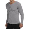 imageYTD Mens Summer Casual Short Sleeve Henley TShirts Button Placket Plain V Neck ShirtsLong Sleeve Light Gray