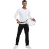 imageYTD Mens Summer Casual Short Sleeve Henley TShirts Button Placket Plain V Neck ShirtsLong Sleeve White