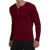imageYTD Mens Summer Casual Short Sleeve Henley TShirts Button Placket Plain V Neck ShirtsLong Sleeve Wine Red