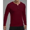 imageYTD Mens Summer Casual Short Sleeve Henley TShirts Button Placket Plain V Neck ShirtsLong Sleeve Wine Red