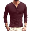 imageYTD Mens Casual Slim Fit Basic Henley Long Sleeve Fashion TShirt05 Long Sleeve Burgundy