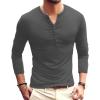 imageYTD Mens Casual Slim Fit Basic Henley Long Sleeve Fashion TShirt06 Long Sleeve Dark Gray