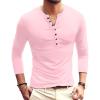 imageYTD Mens Casual Slim Fit Basic Henley Long Sleeve Fashion TShirt08 Long Sleeve Pink
