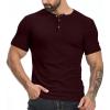 imageYTD Mens Muscle T Shirts Stretch Short Sleeve Workout Tee Casual Slim Fit Henley ShirtWine Red