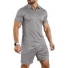imageYTD Mens Short Sleeve Casual Polo Shirt and Shorts Sets Two Piece Summer Outfits Zip Polo Tracksuit Set for Men SXXLGrey