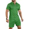 imageYTD Mens Short Sleeve Casual Polo Shirt and Shorts Sets Two Piece Summer Outfits Zip Polo Tracksuit Set for Men SXXLIrish Green