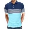 imageYTD Mens Short Sleeve Polo Shirts Casual Slim Fit Contrast Color Stitching Stripe Cotton Shirts04 Blue