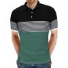 imageYTD Mens Short Sleeve Polo Shirts Casual Slim Fit Contrast Color Stitching Stripe Cotton Shirts05 Green
