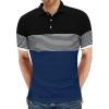 imageYTD Mens Short Sleeve Polo Shirts Casual Slim Fit Contrast Color Stitching Stripe Cotton Shirts06 Navy