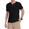 imageYTD Mens Summer Casual Short Sleeve Henley TShirts Button Placket Plain V Neck Shirts01 Black