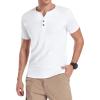 imageYTD Mens Summer Casual Short Sleeve Henley TShirts Button Placket Plain V Neck Shirts03 White