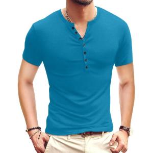 imageYTD Mens Casual Slim Fit Basic Henley Long Sleeve Fashion TShirtDeep Teal