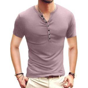 imageYTD Mens Casual Slim Fit Basic Henley Long Sleeve Fashion TShirtTaro Purple