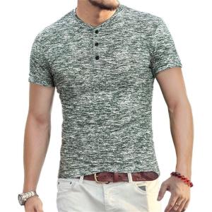 imageYTD Mens Fashion Casual Slim Fit Basic Henley ShortLong Sleeve Lightweight Summer TShirt04 Dark Green