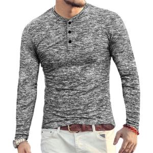 imageYTD Mens Fashion Casual Slim Fit Basic Henley ShortLong Sleeve Lightweight Summer TShirtLong Sleeve Black