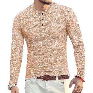 imageYTD Mens Fashion Casual Slim Fit Basic Henley ShortLong Sleeve Lightweight Summer TShirtLong Sleeve Coffee