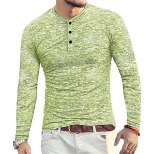 imageYTD Mens Fashion Casual Slim Fit Basic Henley ShortLong Sleeve Lightweight Summer TShirtLong Sleeve Grass Green