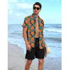 imageYTD Mens 2 Piece Outfits Tropical Print Short Sleeve Button Down Hawaiian Shirt and Beach Shorts SetBlack Orange Flower