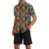 imageYTD Mens 2 Piece Outfits Tropical Print Short Sleeve Button Down Hawaiian Shirt and Beach Shorts SetBlack Orange Flower