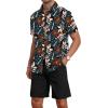imageYTD Mens 2 Piece Outfits Tropical Print Short Sleeve Button Down Hawaiian Shirt and Beach Shorts SetBlack Palm Leaf