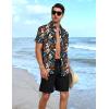 imageYTD Mens 2 Piece Outfits Tropical Print Short Sleeve Button Down Hawaiian Shirt and Beach Shorts SetBlack Palm Leaf