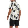 imageYTD Mens 2 Piece Outfits Tropical Print Short Sleeve Button Down Hawaiian Shirt and Beach Shorts SetBlack White Tropical