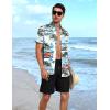 imageYTD Mens 2 Piece Outfits Tropical Print Short Sleeve Button Down Hawaiian Shirt and Beach Shorts SetCar White