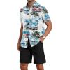 imageYTD Mens 2 Piece Outfits Tropical Print Short Sleeve Button Down Hawaiian Shirt and Beach Shorts SetCar White