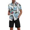 imageYTD Mens 2 Piece Outfits Tropical Print Short Sleeve Button Down Hawaiian Shirt and Beach Shorts SetCar White