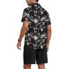 imageYTD Mens 2 Piece Outfits Tropical Print Short Sleeve Button Down Hawaiian Shirt and Beach Shorts SetFloral Black