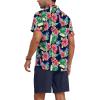 imageYTD Mens 2 Piece Outfits Tropical Print Short Sleeve Button Down Hawaiian Shirt and Beach Shorts SetFloral Navy