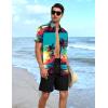imageYTD Mens 2 Piece Outfits Tropical Print Short Sleeve Button Down Hawaiian Shirt and Beach Shorts SetSunset