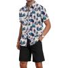 imageYTD Mens 2 Piece Outfits Tropical Print Short Sleeve Button Down Hawaiian Shirt and Beach Shorts SetWhite Pink Leaf