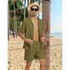 imageYTD Mens 2 Pieces Shirt Set Short Sleeve Button Down Casual Hippie Holiday Beach TShirts Shorts OutfitsArmy Green