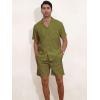 imageYTD Mens 2 Pieces Shirt Set Short Sleeve Button Down Casual Hippie Holiday Beach TShirts Shorts OutfitsArmy Green