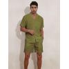 imageYTD Mens 2 Pieces Shirt Set Short Sleeve Button Down Casual Hippie Holiday Beach TShirts Shorts OutfitsArmy Green