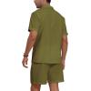 imageYTD Mens 2 Pieces Shirt Set Short Sleeve Button Down Casual Hippie Holiday Beach TShirts Shorts OutfitsArmy Green