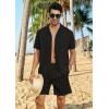 imageYTD Mens 2 Pieces Shirt Set Short Sleeve Button Down Casual Hippie Holiday Beach TShirts Shorts OutfitsBlack